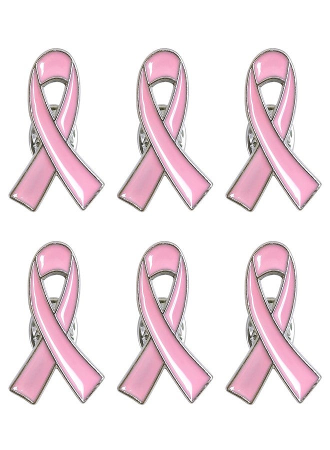 ٦ دبابيس مينا للتوعية بسرطان الثدي، دبابيس بروش على شكل شريط وردي، شارات قلب الأمل والحب، هدية للنساء والفتيات، بيان دعم الناجيات من سرطان الثدي - Image 1